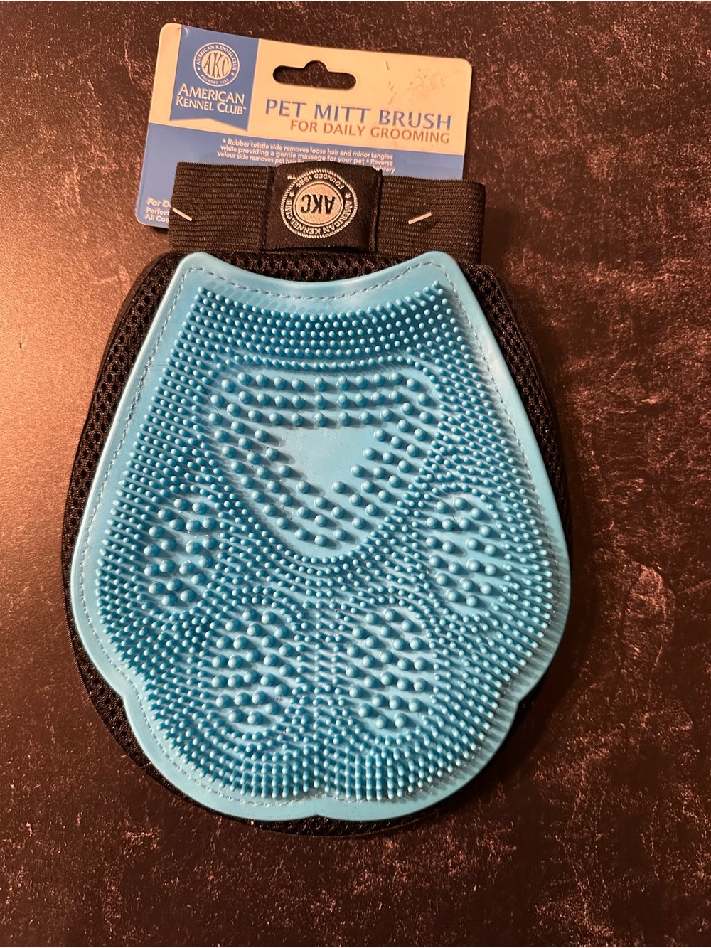 American Kennel Club Blue Pet Grooming Mitt with Silicone Nubs